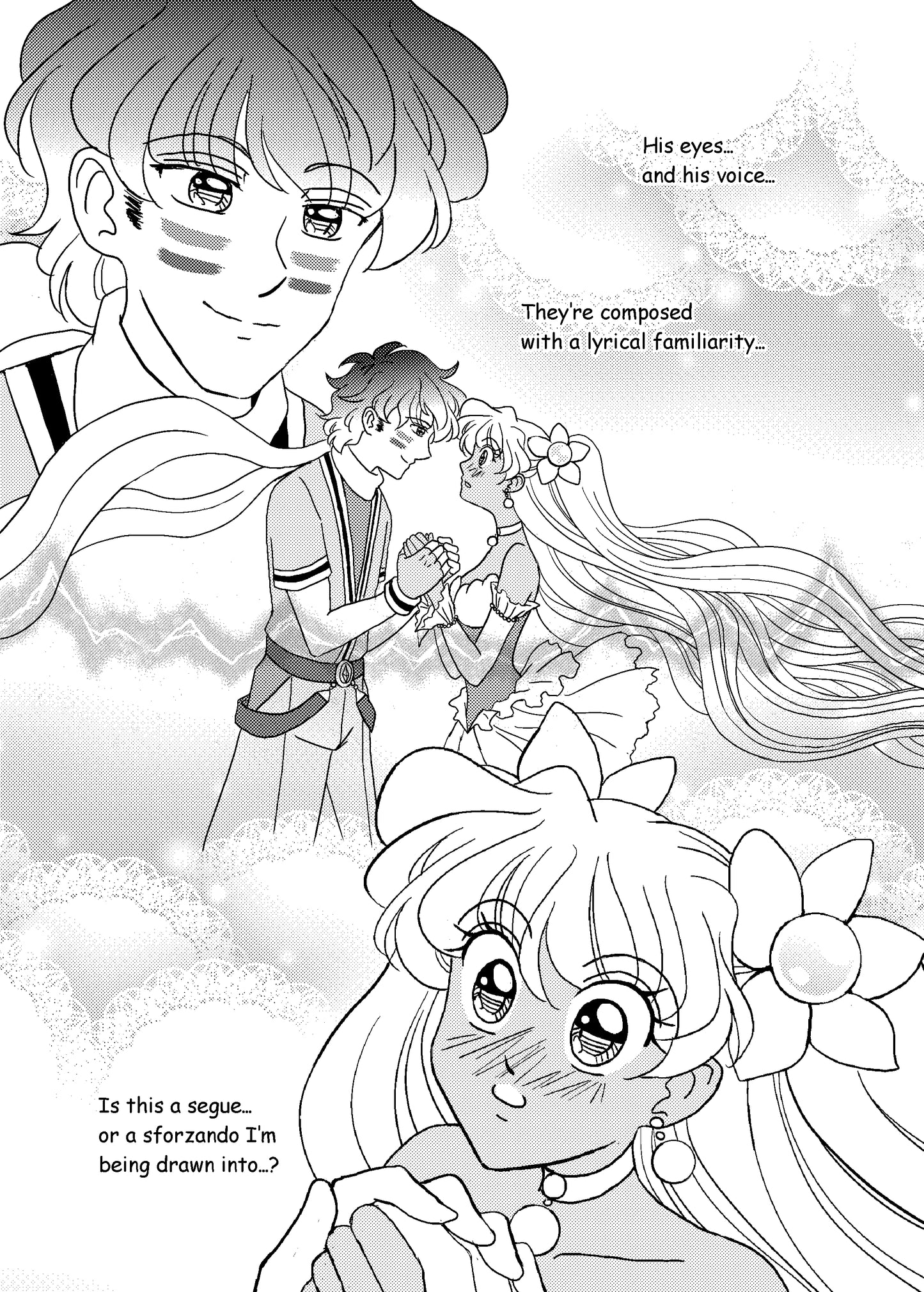 Shugo Cerulean takes Pearl Maidens hands in a brief romantic moment in hit shoujo manga series Love or Duty