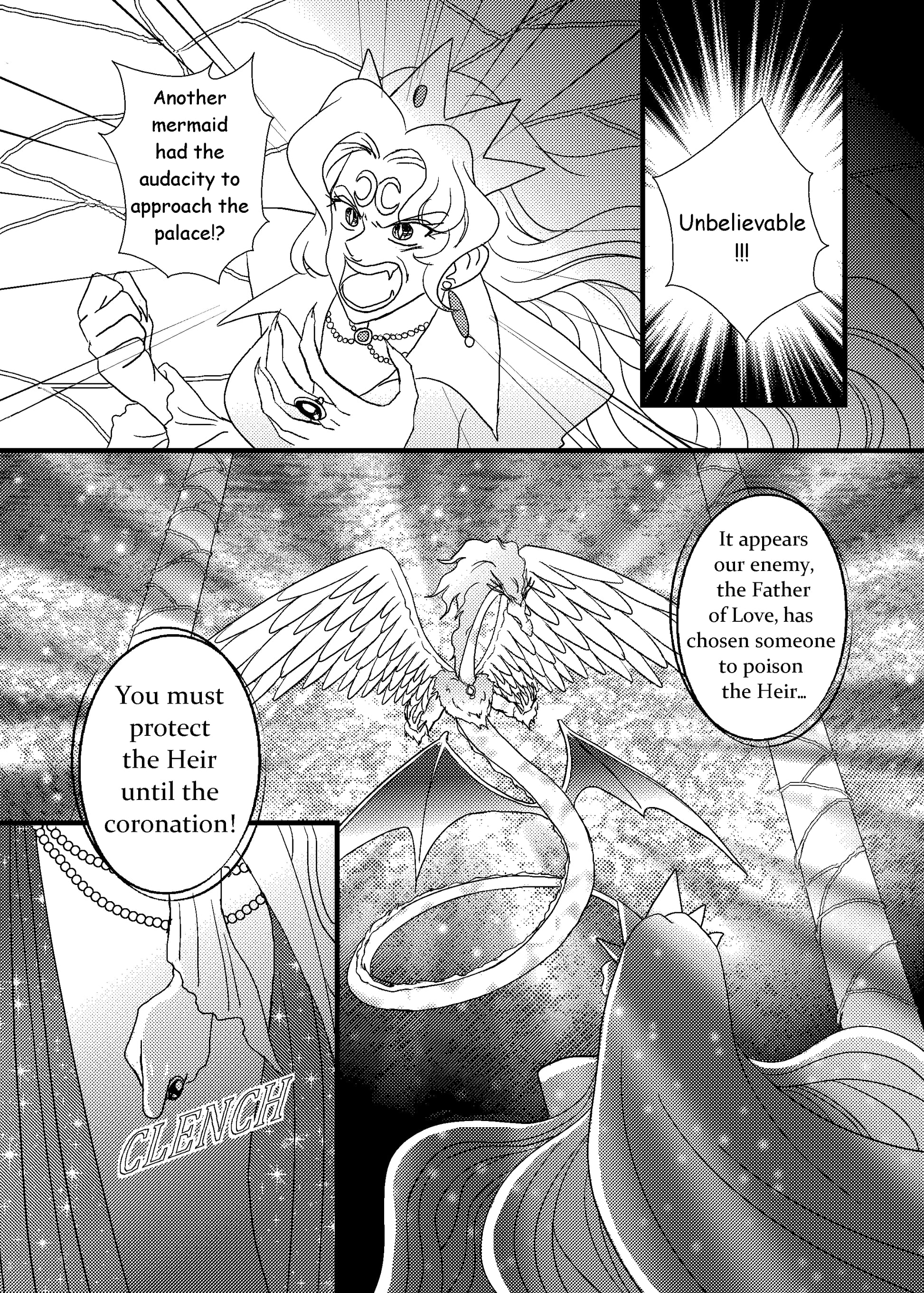 Lady Sin convening with the winged evil spirit dragon known as the Light Bearer in hit shoujo manga series Love or Duty