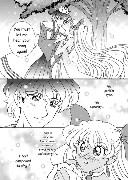 Prince Eiji and Namiko surrounded by fireflies in hit shoujo manga series Love or Duty